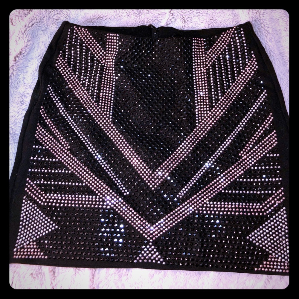 Black & Gold Studded Mini Skirt
